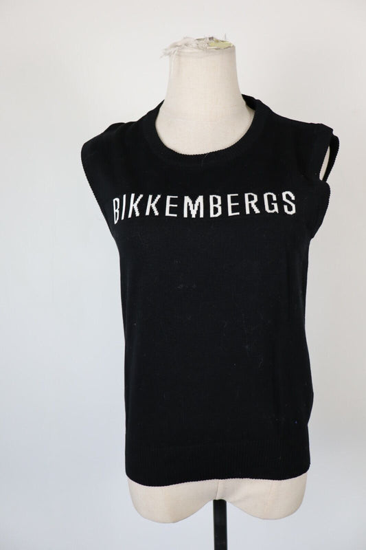 BIKKEMBERGS MAGLIA SMANICATO DONNA 40 WOMAN CASUAL VINTAGE T-SHIRT TOP COTONE