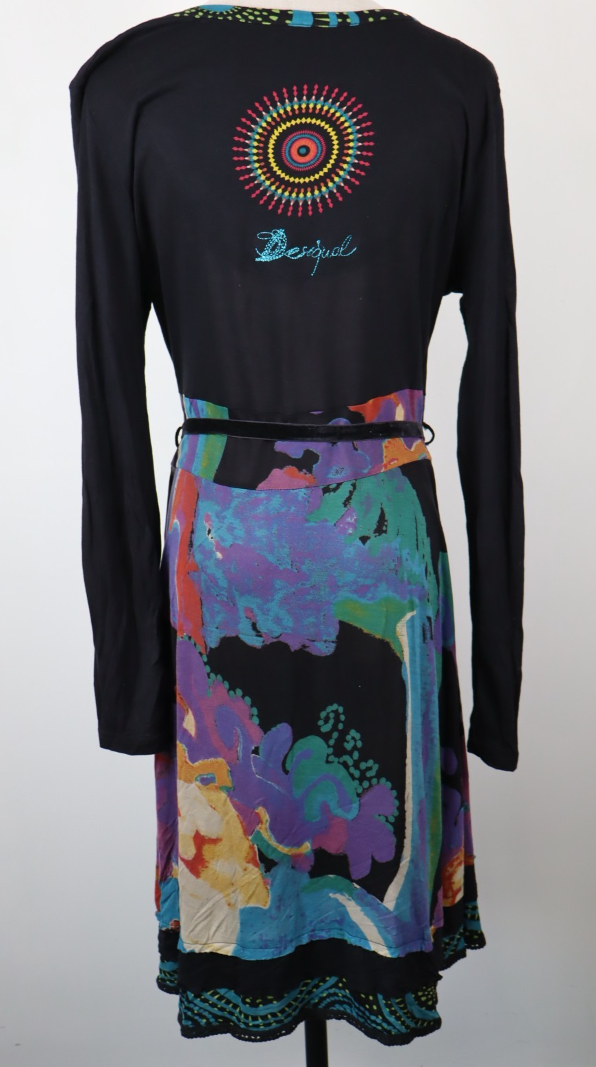DESIGUAL  VESTITO ABITO DONNA TG.  XL SHORT WOMAN CASUAL VINTAGE DRESS