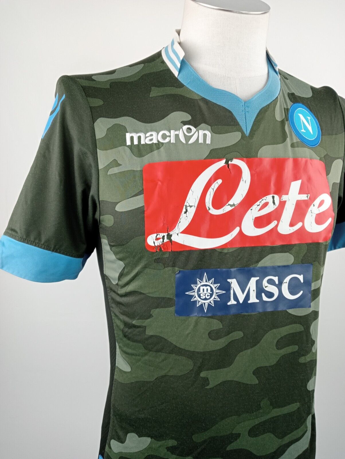 MACRON NAPOLI ITALIA MAGLIA CALCIO TRIKOT UOMO Tg M SOCCER JERSEY VINTAGE 13/14
