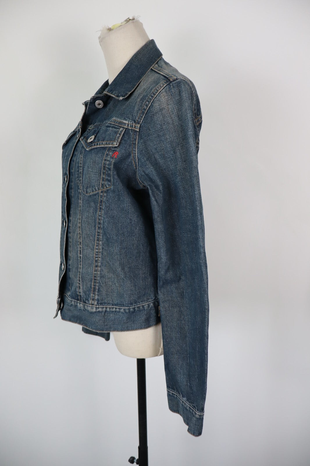 REPLAY GIUBBINO JEANS DENIM DONNA Tg L WOMEN CASUAL VINTAGE JACKET COTONE