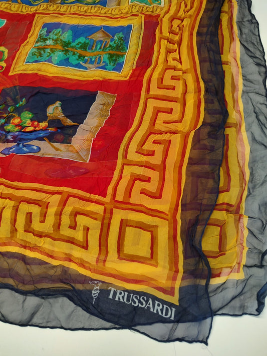 TRUSSARDI FOULARD SCARVES SCARF SQUARE MADE ITALY VINTAGE