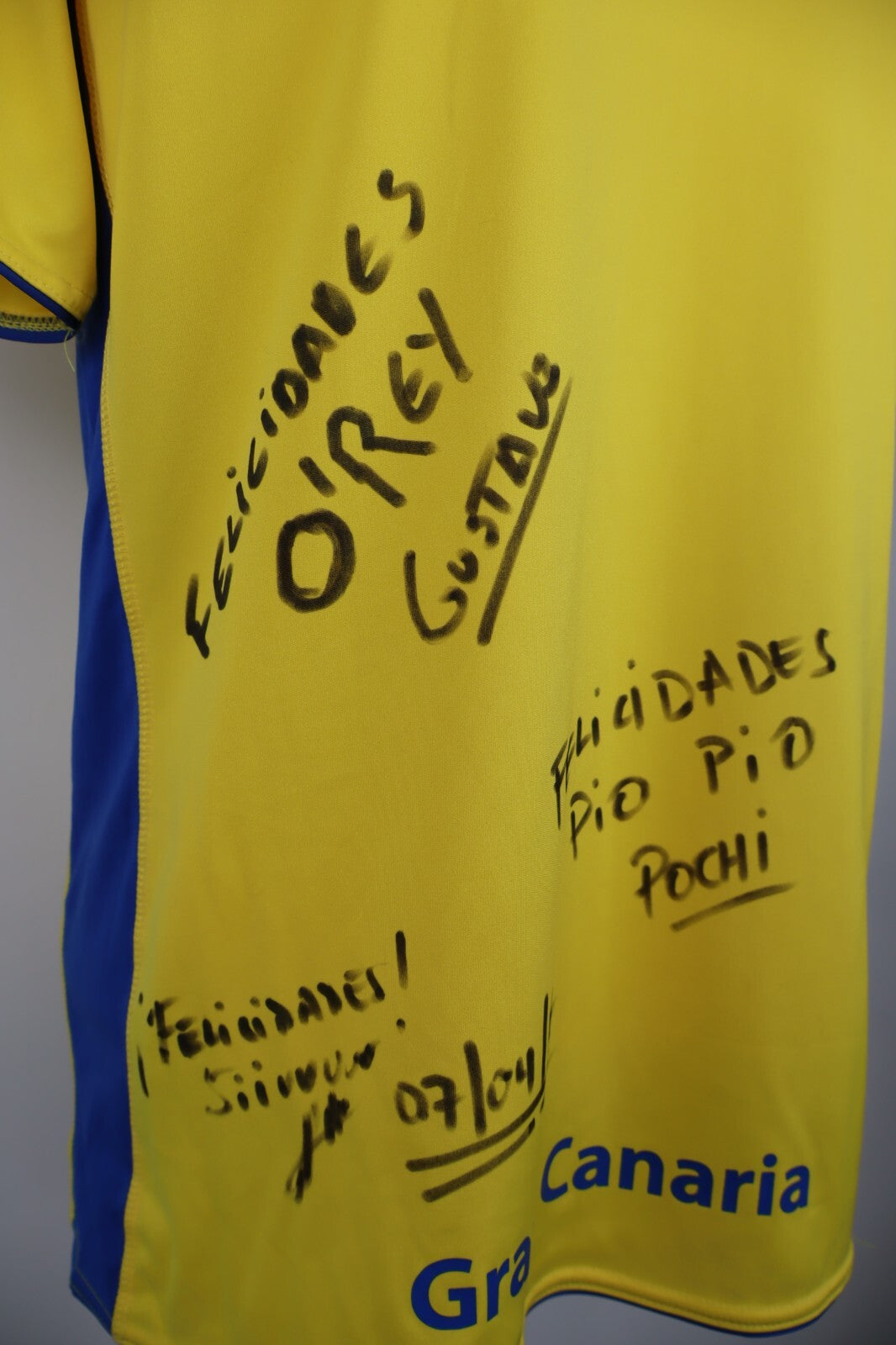 WORD SOCCER CALCIO GRAN CANARIA MAGLIA UOMO S JERSEY TRIKOT VINTAGE AUTOGRAFATA
