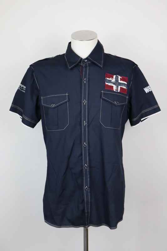 NAPAPIJRI CAMICIA UOMO TG. XL MAN CASUAL VINTAGE SHIRT COTONE COTTON LOGO SLIM