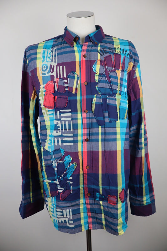 DESIGUAL CAMICIA UOMO TG. XL  MAN CASUAL VINTAGE SHIRT MAN COTONE COTTON LOGO