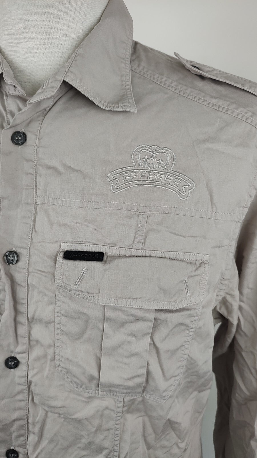 GIANFRANCO FERRE' JEANS CAMICIA UOMO COTONE TG 38 / 52 MAN CASUAL VINTAGE SHIRT