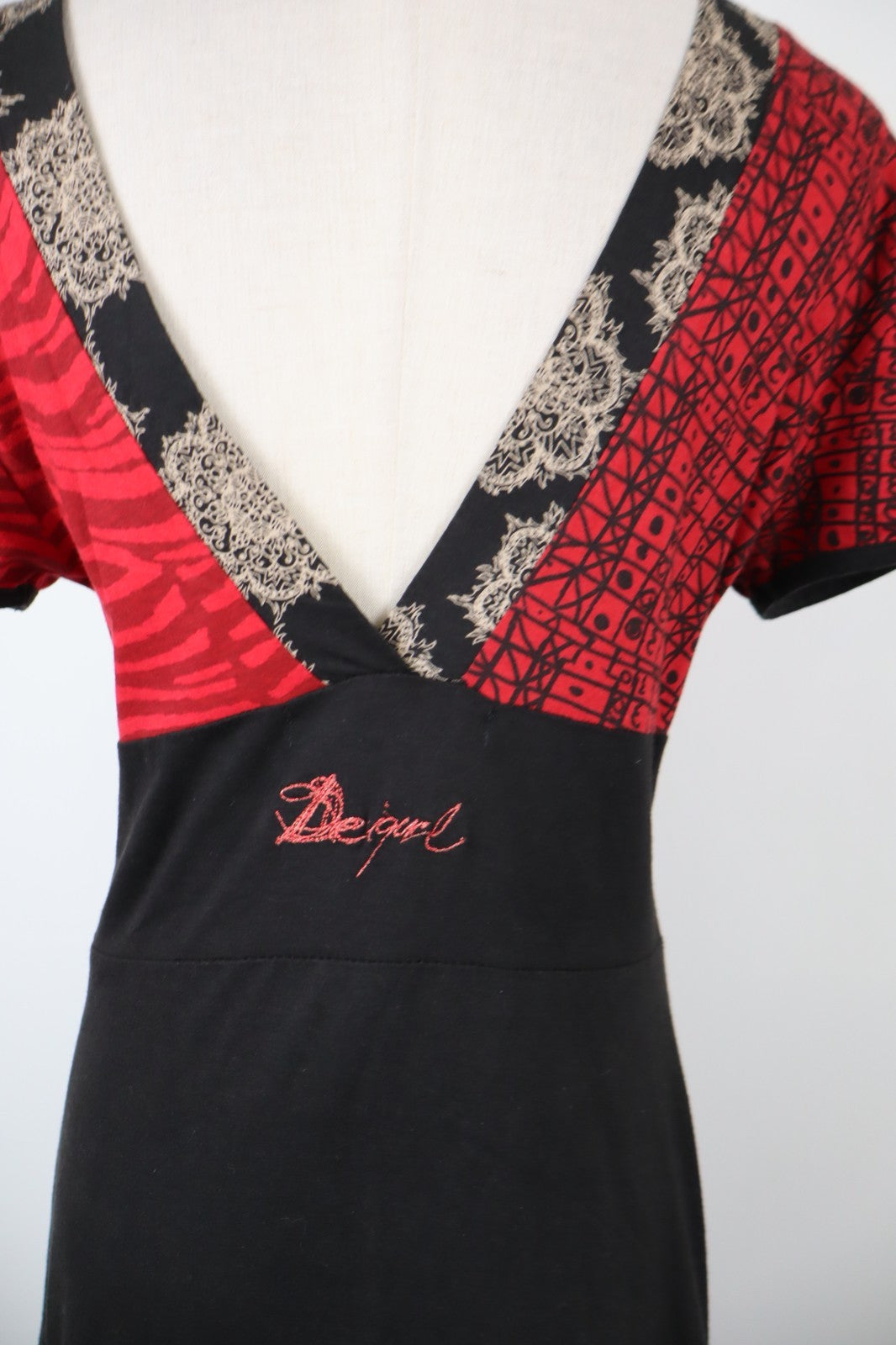 DESIGUAL  VESTITO ABITO DONNA TG.  L  SHORT WOMAN CASUAL VINTAGE DRESS