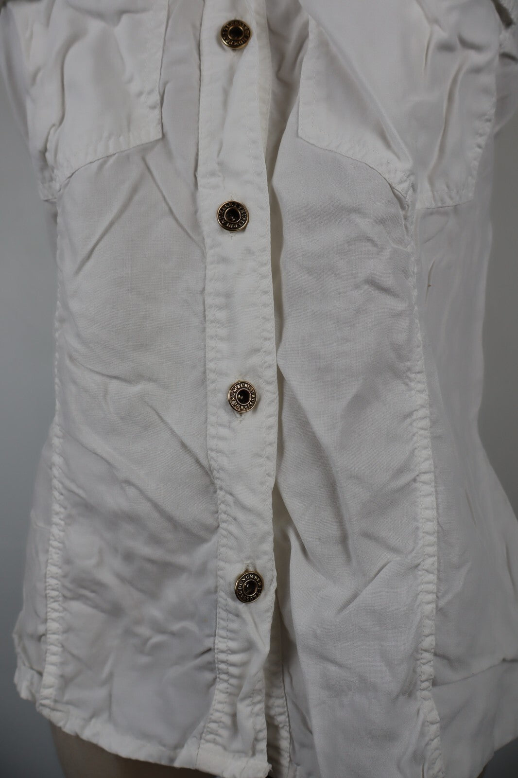 TRUSSARDI JEANS CAMICIA SMANICATA DONNA TG. M WOMAN SHIRT CASUAL VINTAGE COTONE