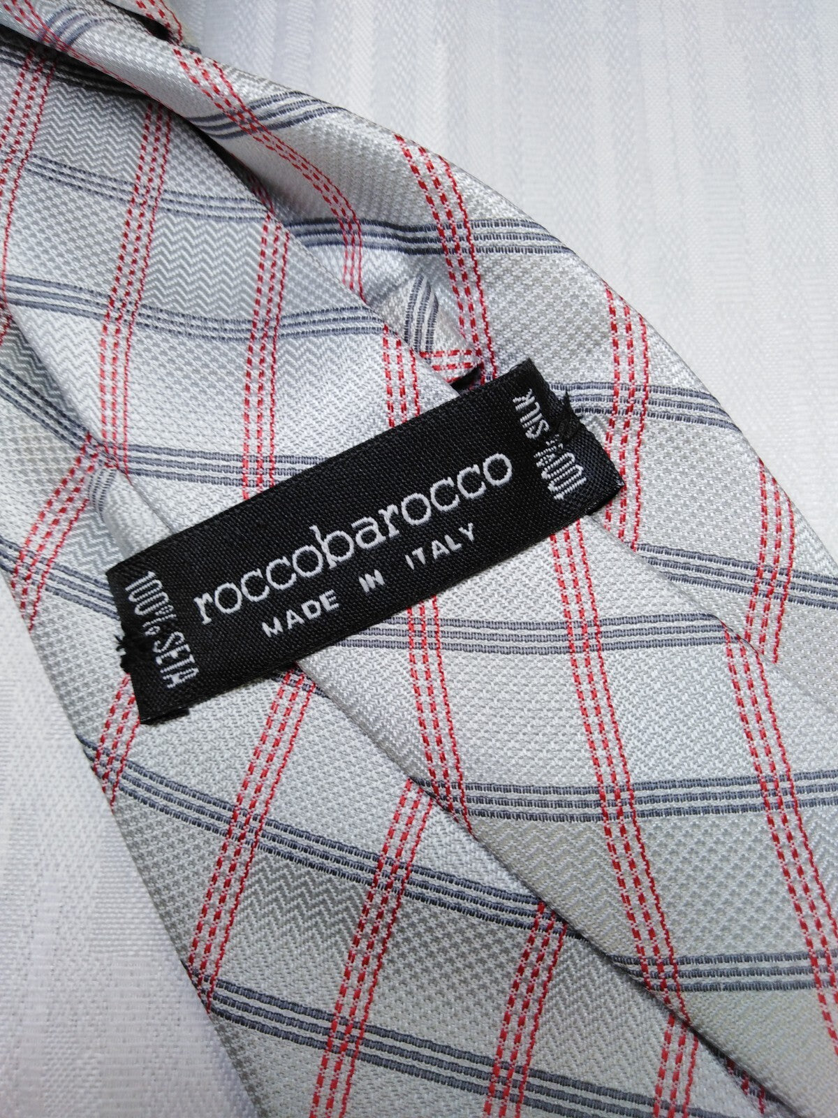 ROCCOBAROCCO 100% SILK TIE SETA CRAVATTA NECKTIE MADE  ITALY SELF TIPPED