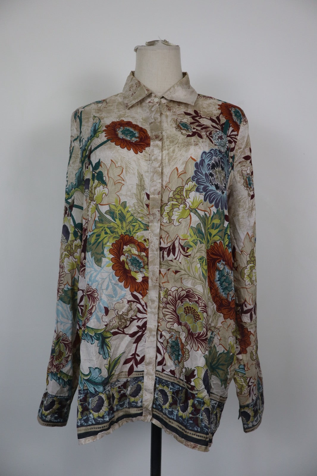 MARELLA CAMICIA MANICA LUNGA DONNA TG 48 WOMAN SHIRT CASUAL VINTAGE SETA