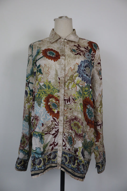 MARELLA CAMICIA MANICA LUNGA DONNA TG 48 WOMAN SHIRT CASUAL VINTAGE SETA