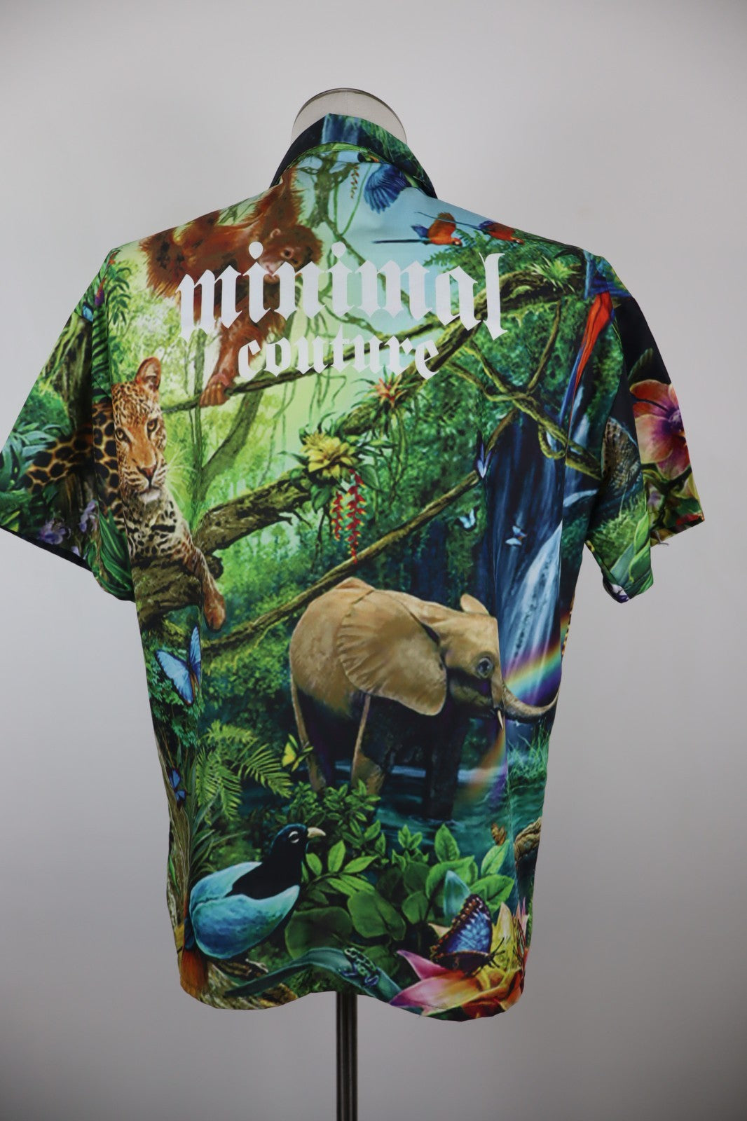 MINIMAL COUTURE MILANO CAMICIA UOMO TG L MAN CASUAL VINTAGE SHIRT ANIMALIER