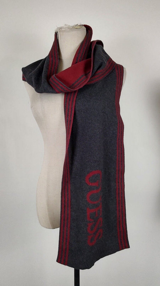 GUESS SCIARPA LANA UOMO DONNA WOMAN MAN VINTAGE CASUAL SCARF DOUBLEFACE