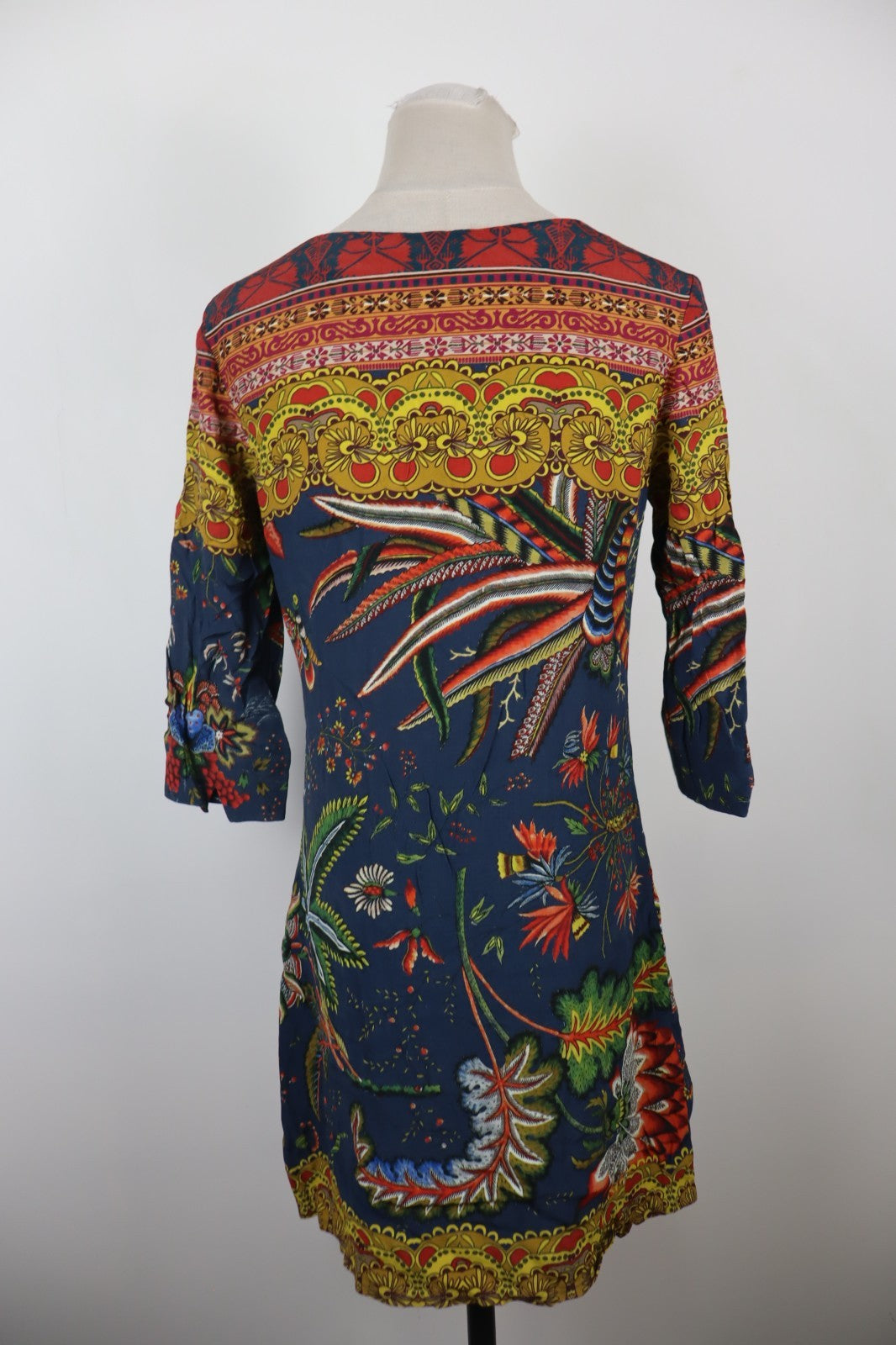 DESIGUAL VESTITO ABITO MANICA A 3/4 DONNA TG. 38 WOMAN CASUAL VINTAGE DRESS LOG