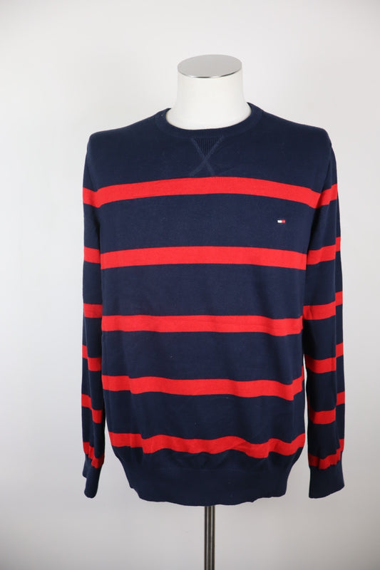 TOMMY HILFIGER MAGLIONE VINTAGE COTONE COTTON UOMO Tg. L MAN SWEATER CASUAL LOGO