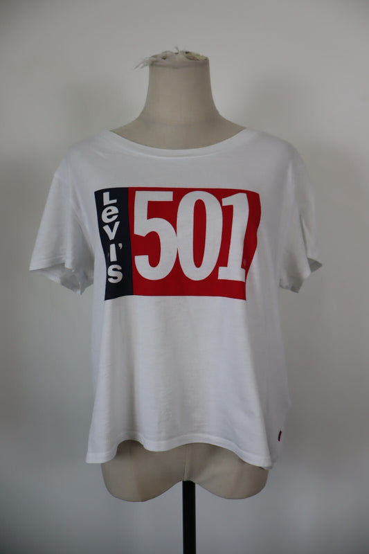LEVI'S 501 MAGLIA DONNA TG. L WOMAN CASUAL VINTAGE T- SHIRT TOP COTONE