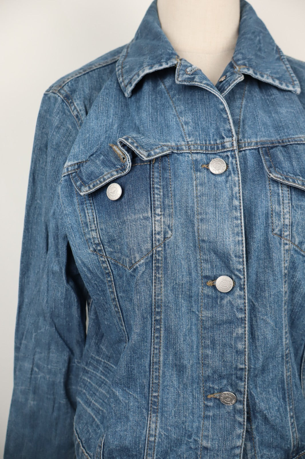 AJ ARMANI JEANS GIUBBINO DENIM DONNA 46 WOMAN CASUAL VINTAGE JACKET INDIGO N002