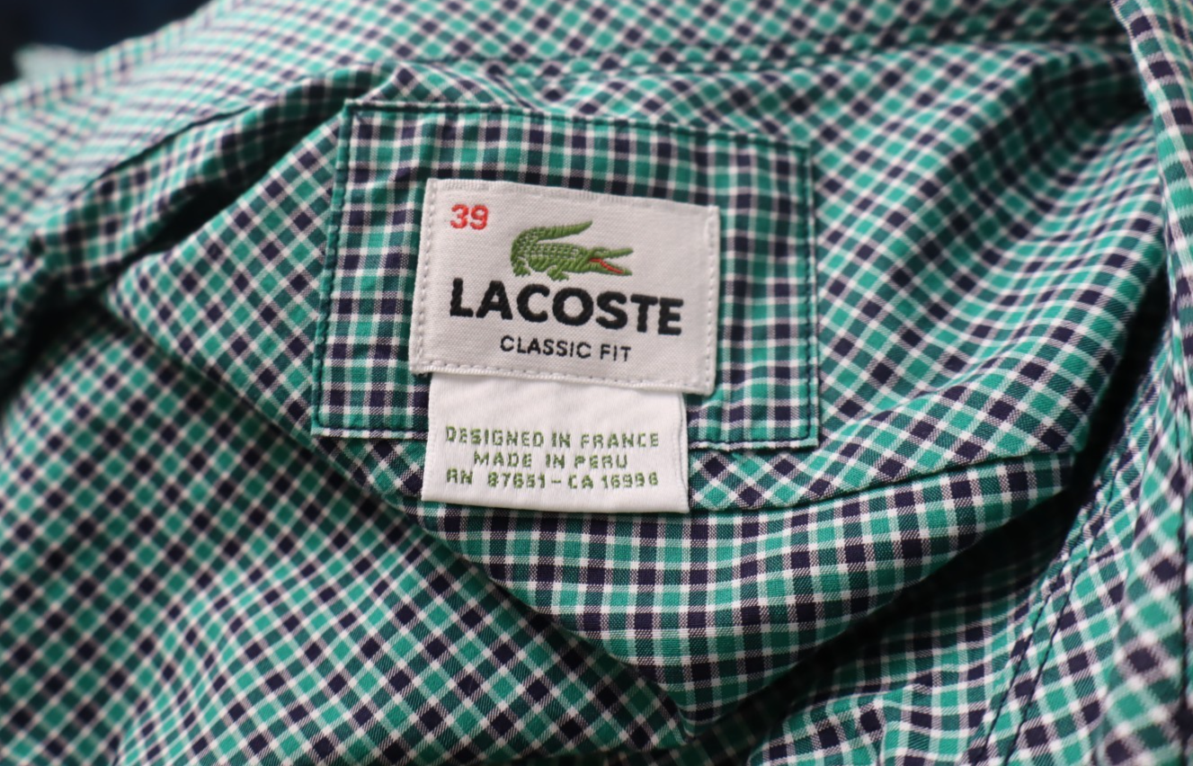 LACOSTE CAMICIA MANICA LUNGA UOMO TG 39 MAN CASUAL VINTAGE SHIRT COTONE LOGO