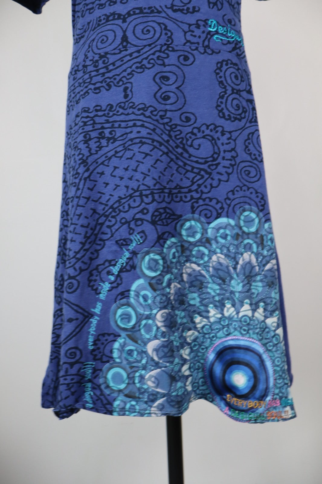 DESIGUAL VESTITO ABITO DONNA TG L WOMAN CASUAL VINTAGE DRESS COTONE