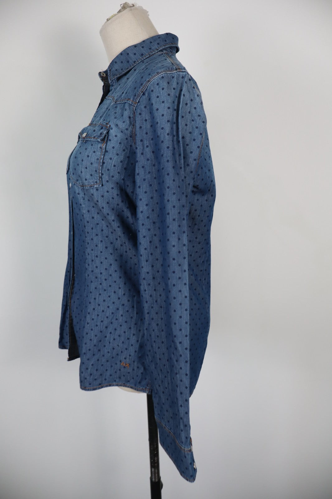 SUN 68 CAMICIA JEANS DENIM DONNA TG. L WOMAN SHIRT CASUAL VINTAGE MADE ITALY