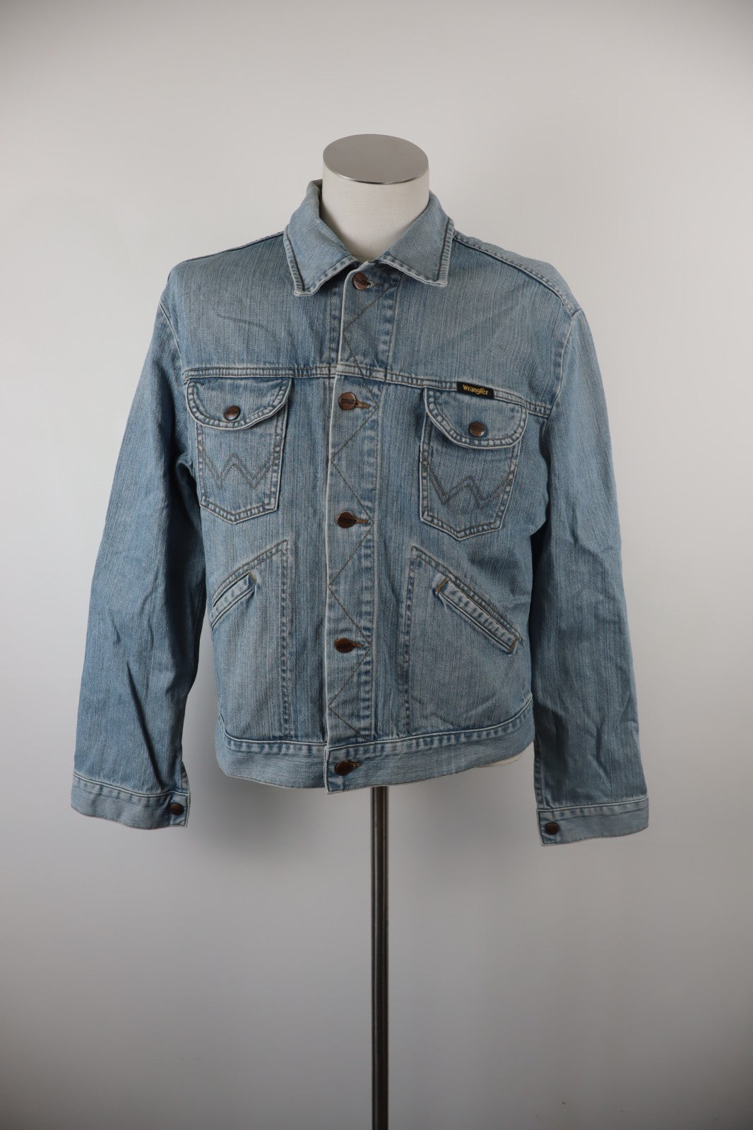 WRANGLER GIUBBINO JEANS DENIM GIACCA UOMO TG L MAN CASUAL JACKET VINTAGE COTONE