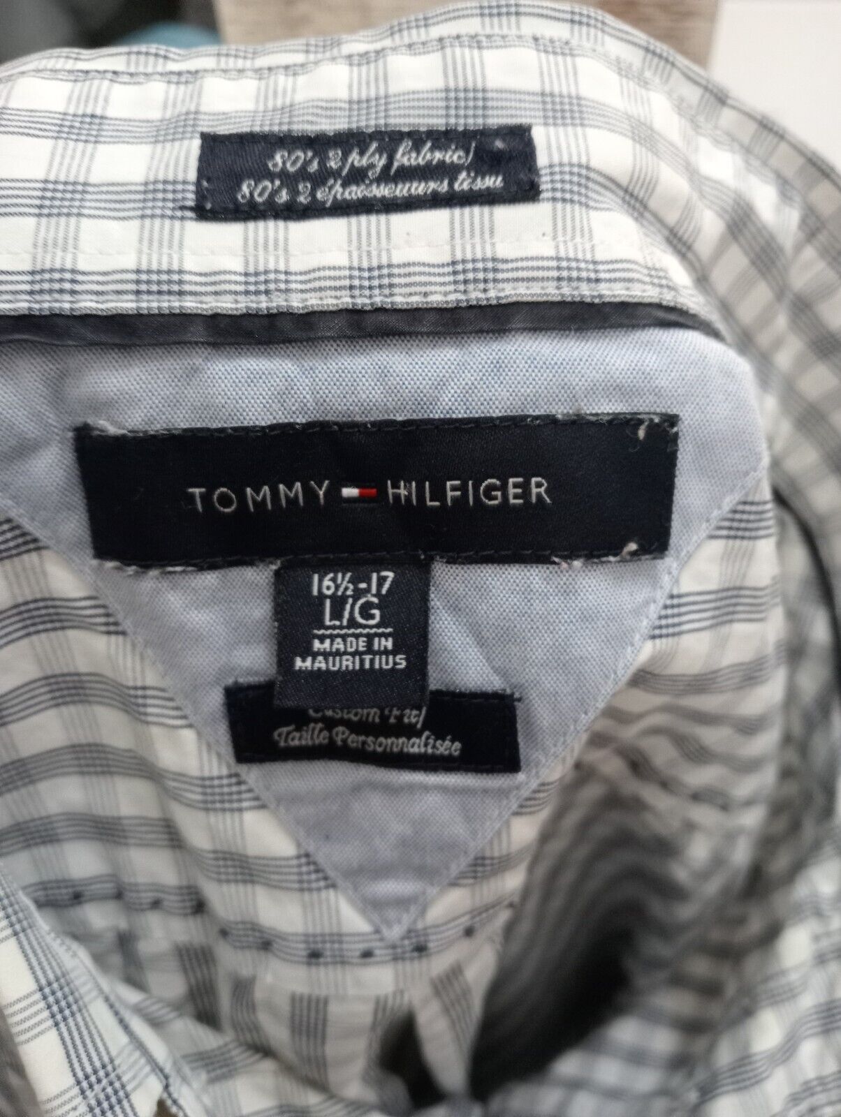 TOMMY HILFIGER CAMICIA UOMO COTONE L 16 1/2  MAN CASUAL VINTAGE SHIRT ITALY
