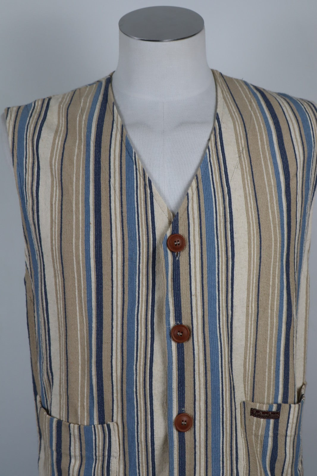 MARLBORO CLASSICS SMANICATO GILET BOHO COTTON SHIRT UOMO Tg L MAN CASUAL VINTAGE