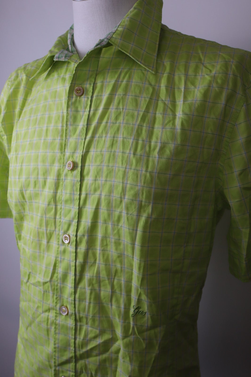 GAS CAMICIA UOMO TG. 42 MAN CASUAL VINTAGE SHIRT COTONE LOGO