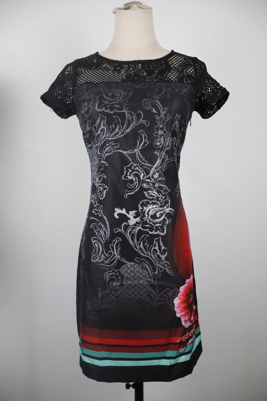 DESIGUAL VESTITO ABITO DONNA TG XS WOMAN CASUAL VINTAGE DRESS MANICA CORTA