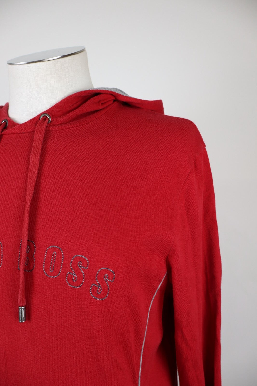 HUGO BOSS FELPA CAPPUCCIO UOMO Tg L MAN CASUAL VINTAGE SWEATSHIRT CASUAL COTONE