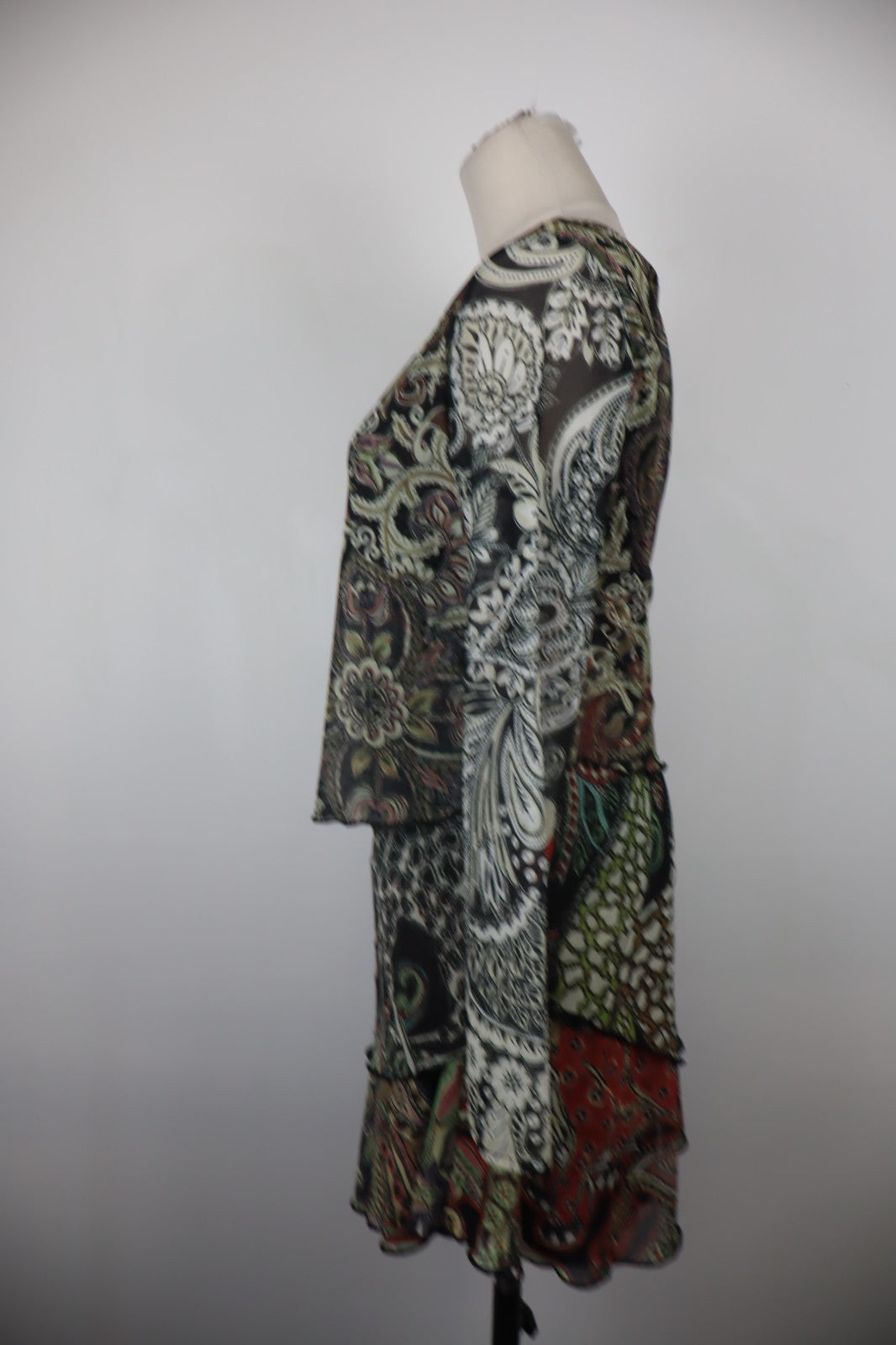 DESIGUAL VESTITO DONNA TG L WOMAN CASUAL VINTAGE DRESS ABITO MANICA LUNGA VELATO
