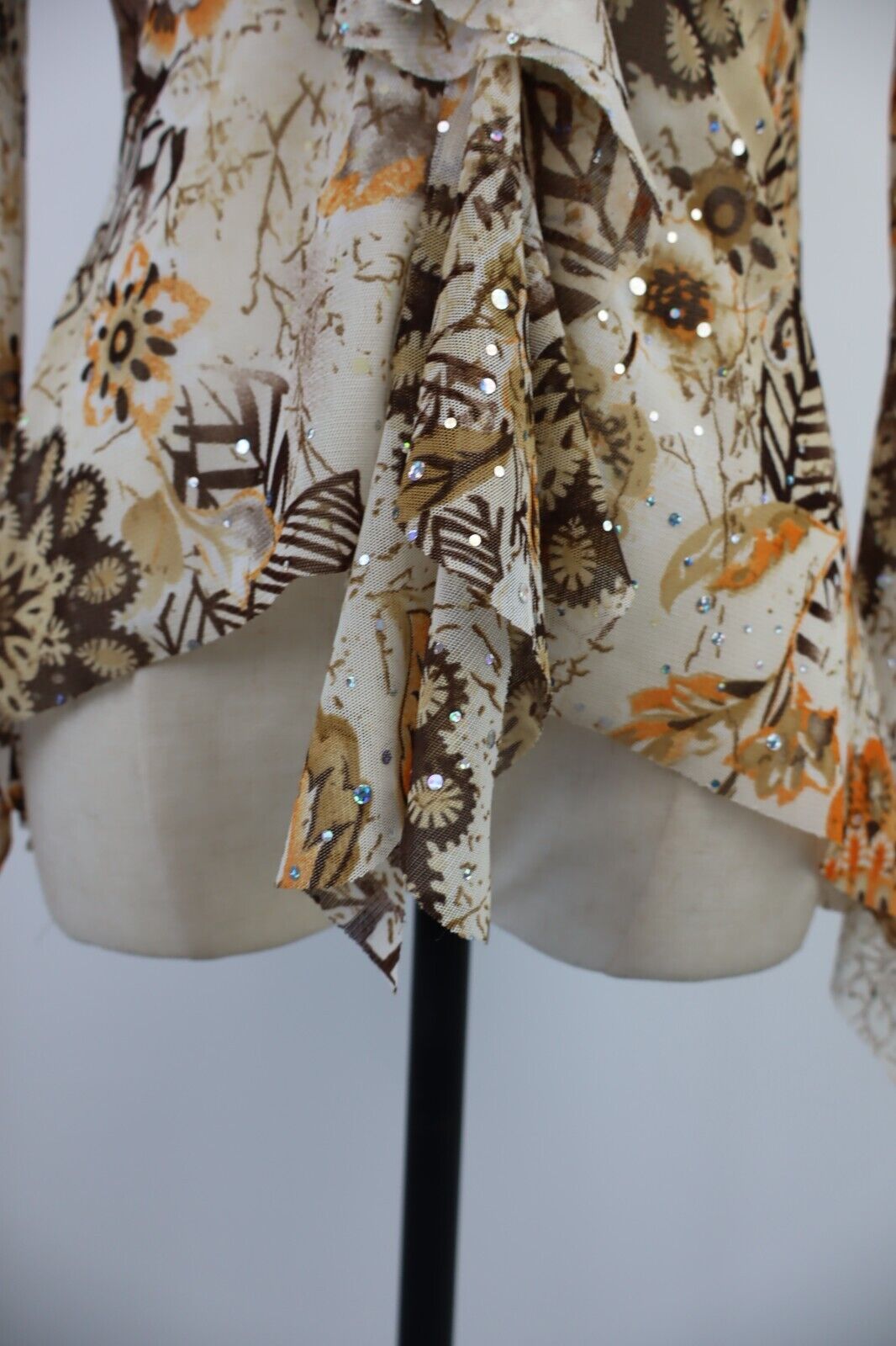 MAGLIA DONNA TG M WOMAN T-SHIRT FUNKY CHIC CHIFFON PAILLETTES VINTAGE Y2K 2000'S