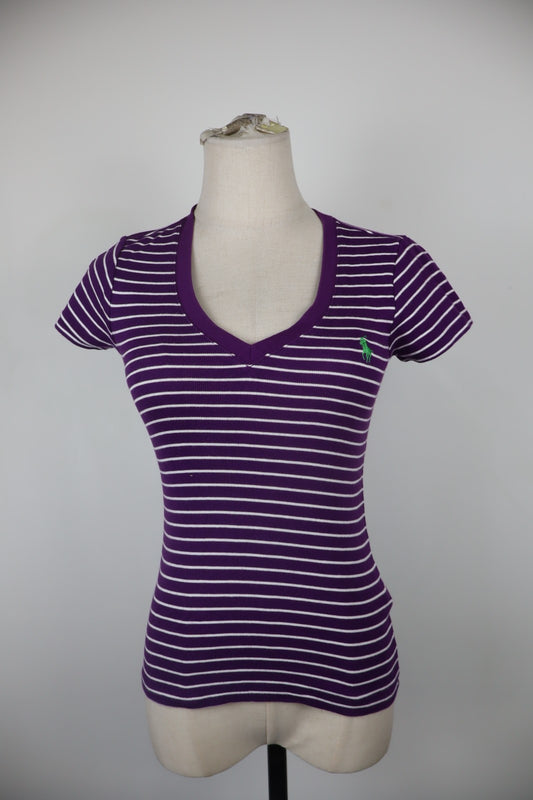 RALPH LAUREN SPORT DONNA MAGLIA COTONE XS WOMAN COTTON SHIRT CASUAL VINTAGE LOGO