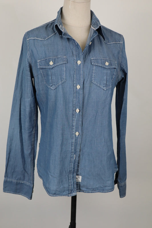 BLAUER CAMICIA DONNA TG. L WOMAN SHIRT CASUAL VINTAGE COTONE DENIM
