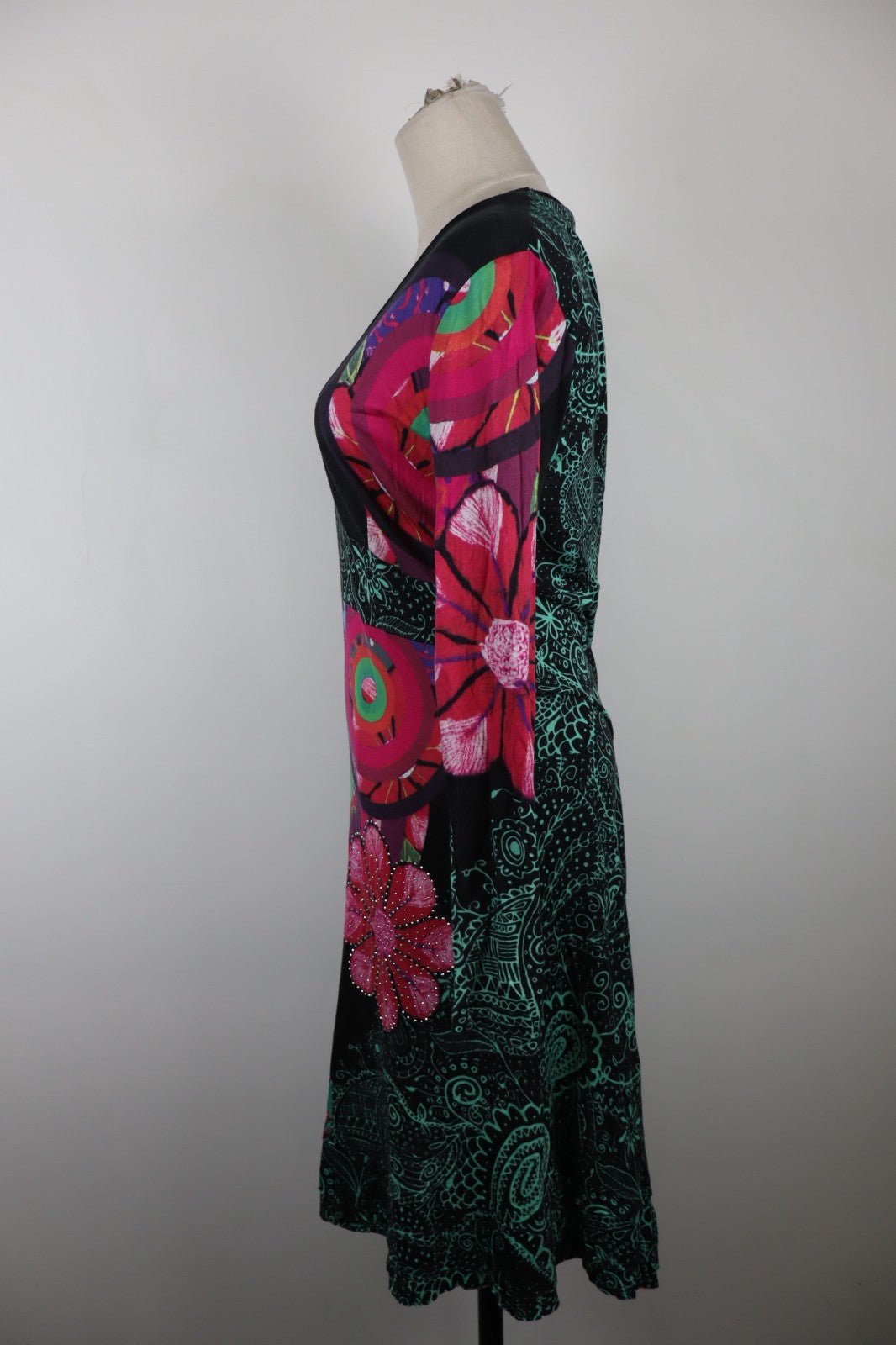 DESIGUAL VESTITO ABITO COTONE DONNA TG. L WOMAN CASUAL VINTAGE DRESS COTTON