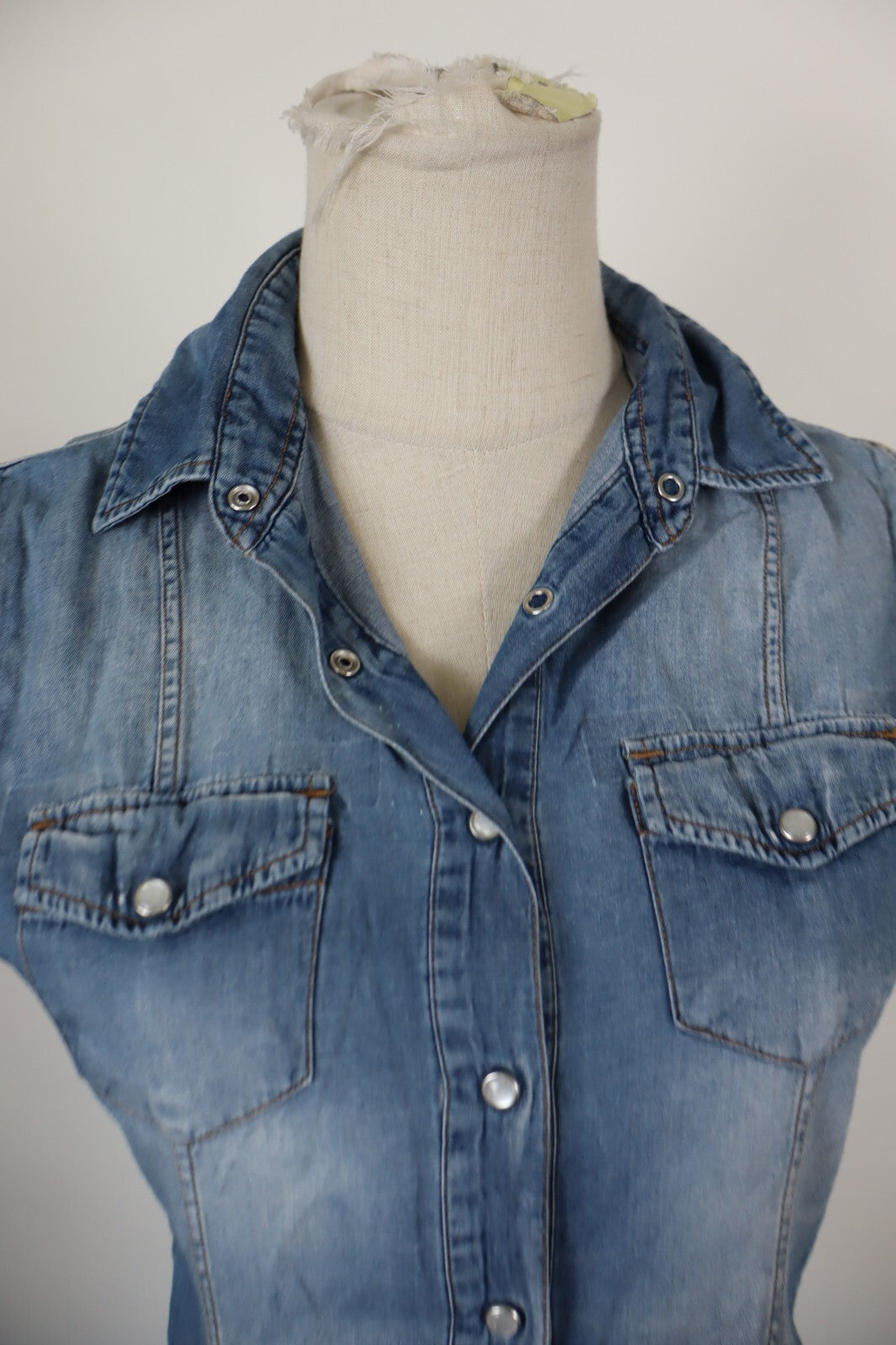 GAUDI JEANS CAMICIA SMANICATA DONNA  S WOMAN SHIRT CASUAL VINTAGE COTONE DENIM
