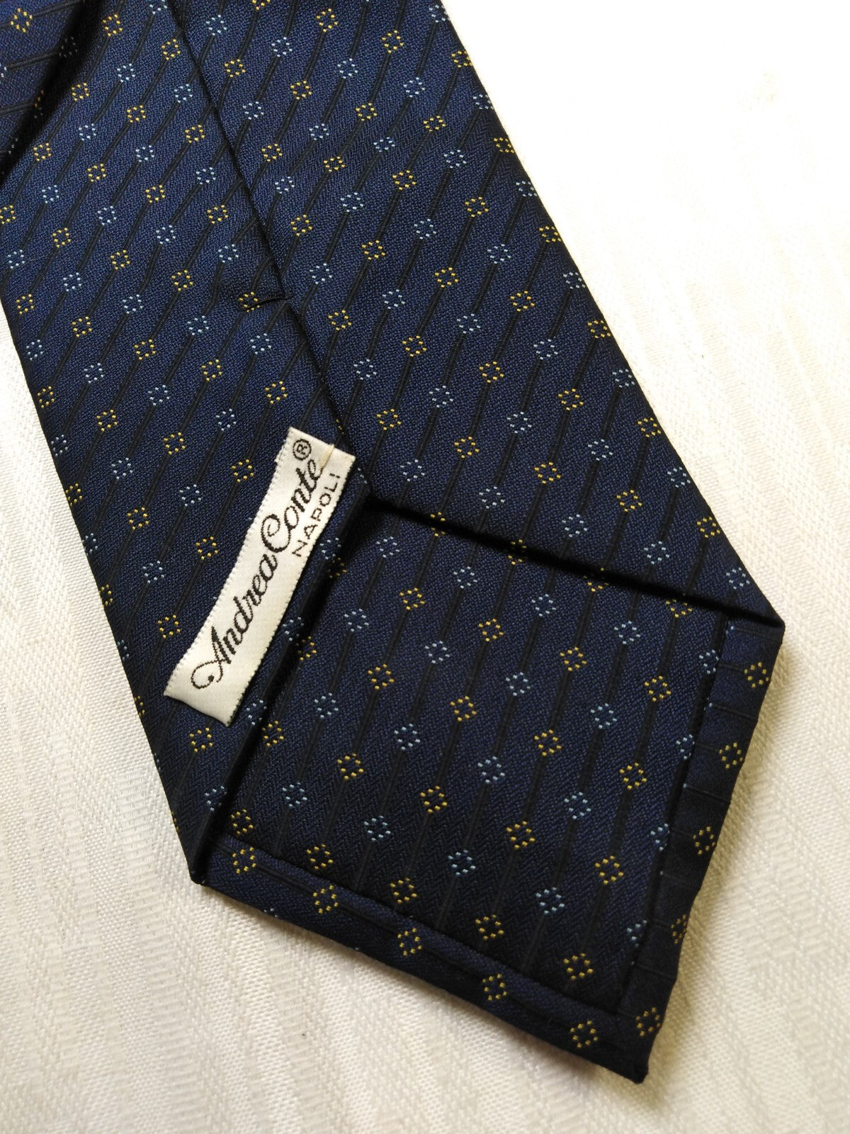 ANDREA CONTE NAPOLI 100% SILK TIE SETA CRAVATTA NECKTIE MADE ITALY SELF TIPPED
