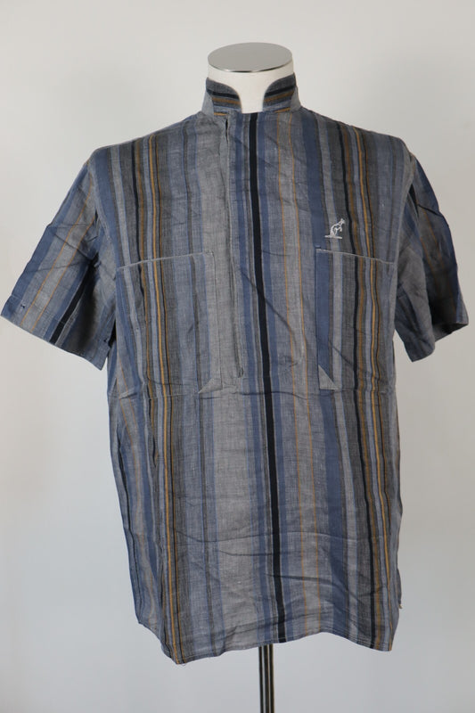 AUSTRALIAN L'ALPINA CAMICIA UOMO COTONE LINO TG. 46 MAN CASUAL VINTAGE SHIRT