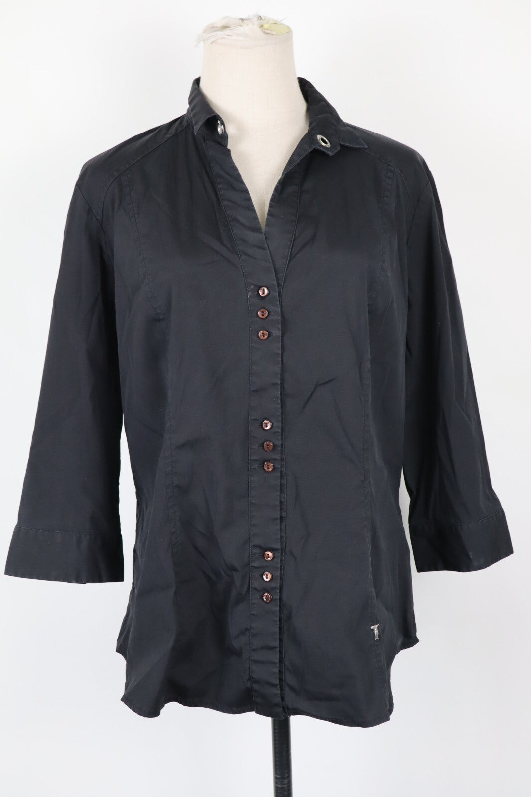TRUSSARDI TRU CAMICIA DONNA TG. XL WOMAN SHIRT CASUAL VINTAGE NERA BLACK
