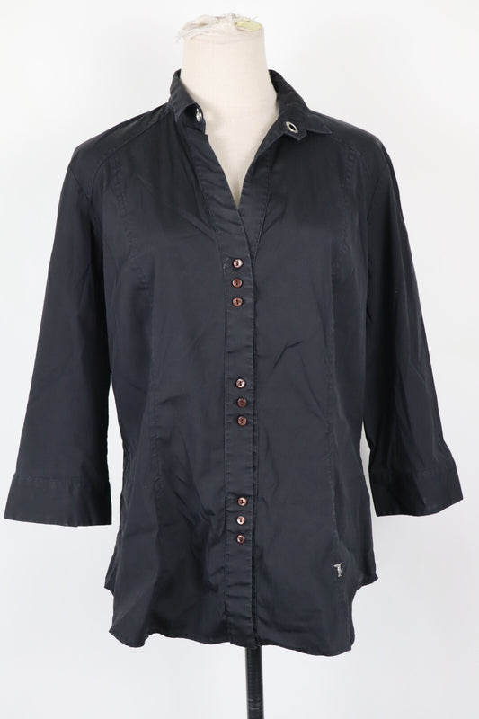 TRUSSARDI TRU CAMICIA DONNA TG. XL WOMAN SHIRT CASUAL VINTAGE NERA BLACK
