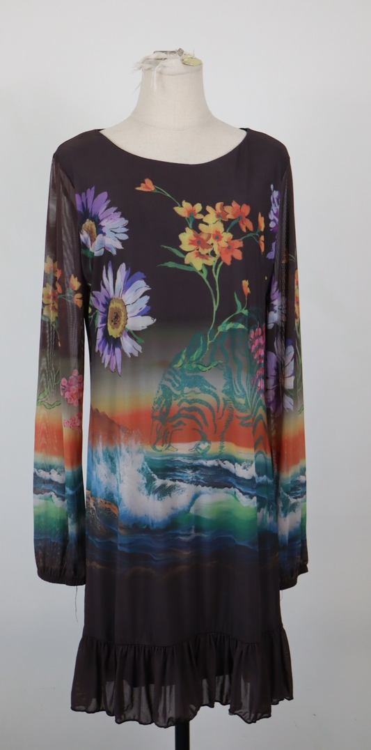 DESIGUAL  VESTITO ABITO DONNA TG.  XL  SHORT WOMAN CASUAL VINTAGE DRESS