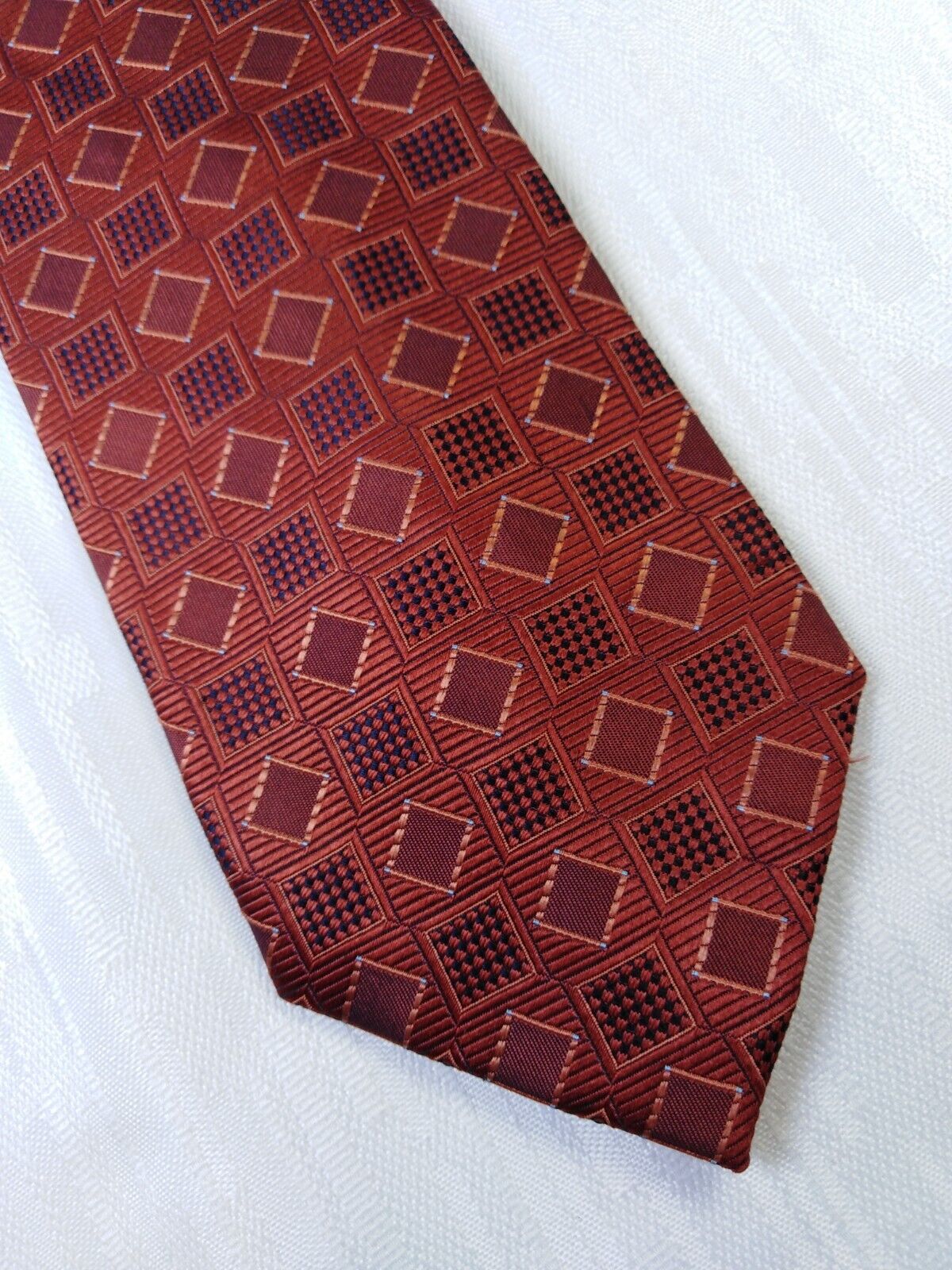 BARTON  100% SETA SILK TIE CRAVATTA NECKTIE ITALY VINTAGE SELF TIPPED