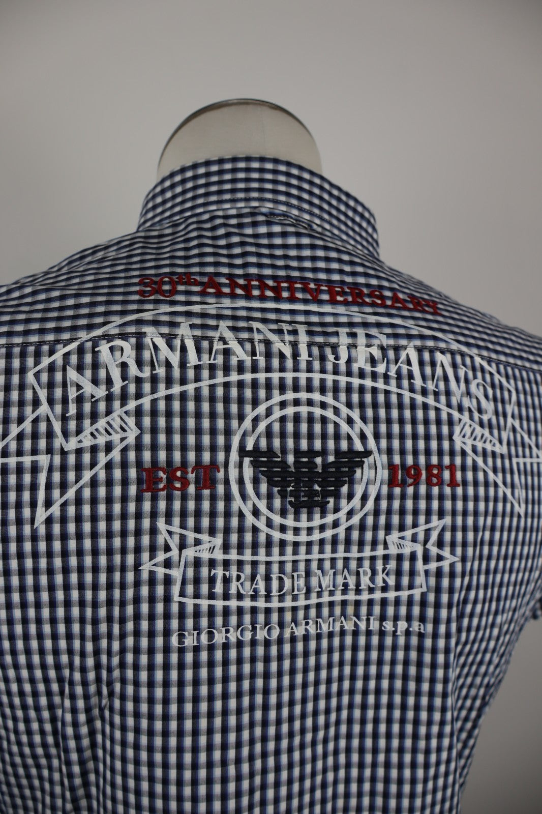 AJ ARMANI JEANS CAMICIA UOMO COTONE TG. M MAN CASUAL VINTAGE COTTON SHIRT LOGO
