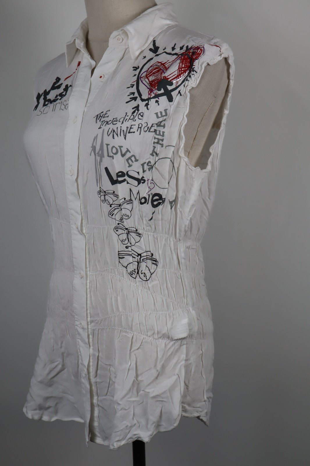 DESIGUAL CAMICIA  DONNA TG. XL WOMAN SHIRT CASUAL VINTAGE ELASTICI