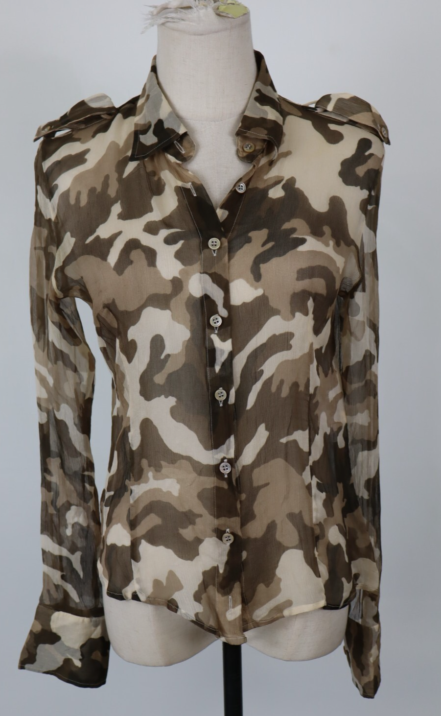 MARELLA CAMICIA  DONNA TG. 44 WOMAN SHIRT CASUAL VINTAGE SETA CAMOUFLAGE SILK
