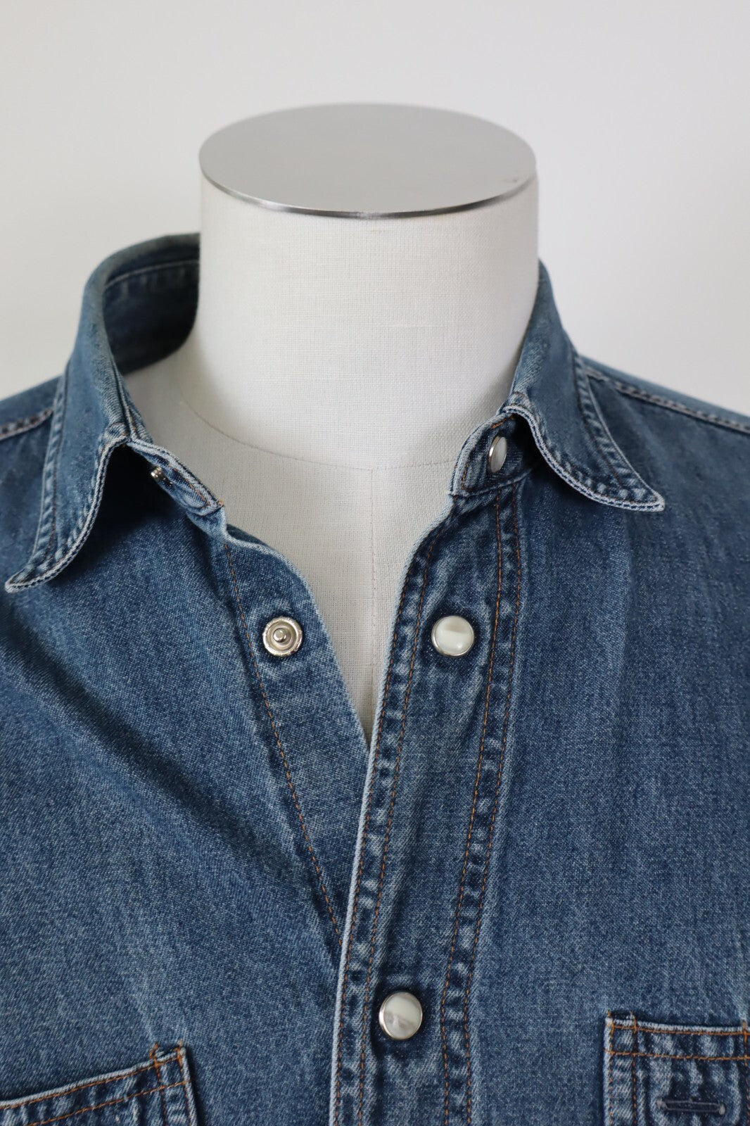 WAMPUM CAMICIA JEANS UOMO TG. M MAN CASUAL VINTAGE SHIRT COTONE DENIM