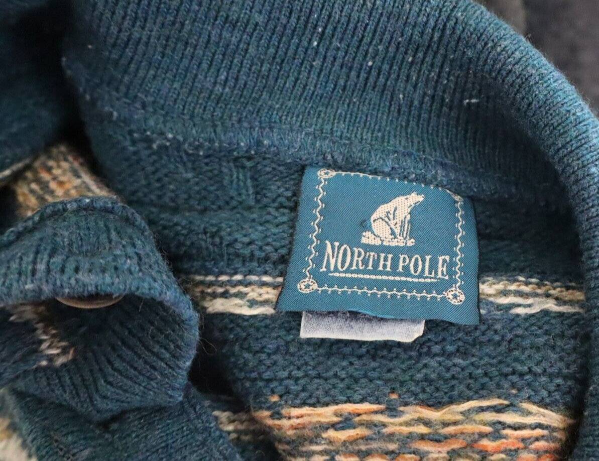 NORTH POLE MAGLIONE CON COLLETTO LANA VINTAGE UOMO Tg. L MAN WOOL SWEATER CASUAL