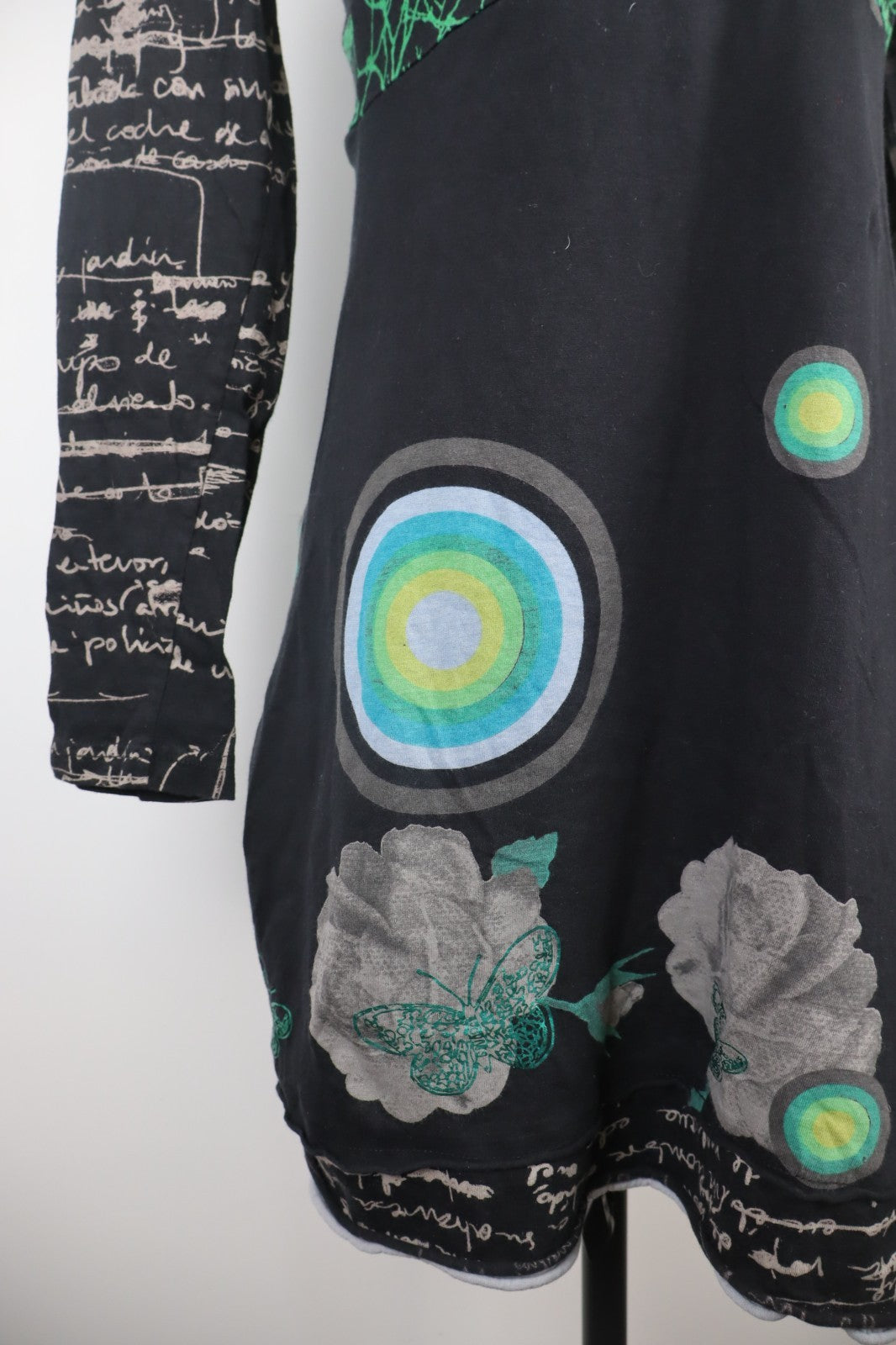 DESIGUAL VESTITO MANICA LUNGA DONNA TG. L WOMAN CASUAL VINTAGE DRESS ABITO LOGO