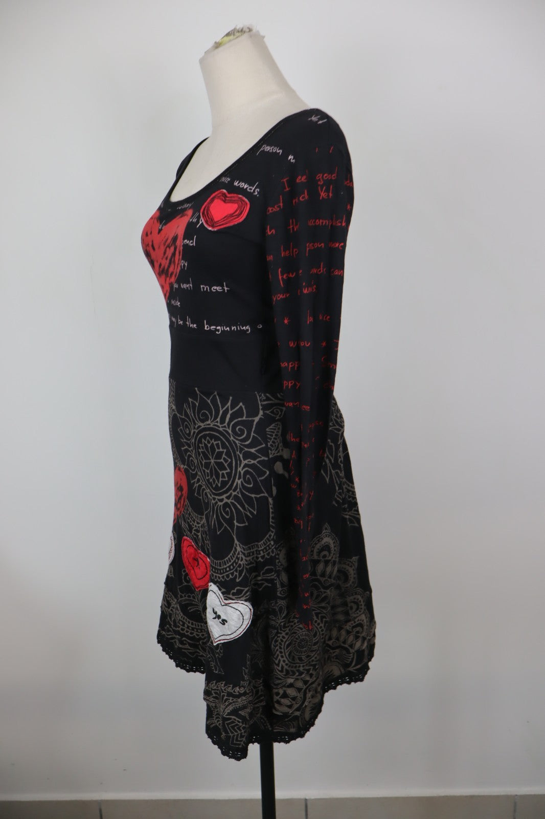 DESIGUAL VESTITO DONNA TG. S WOMAN CASUAL VINTAGE DRESS ABITO CUORE