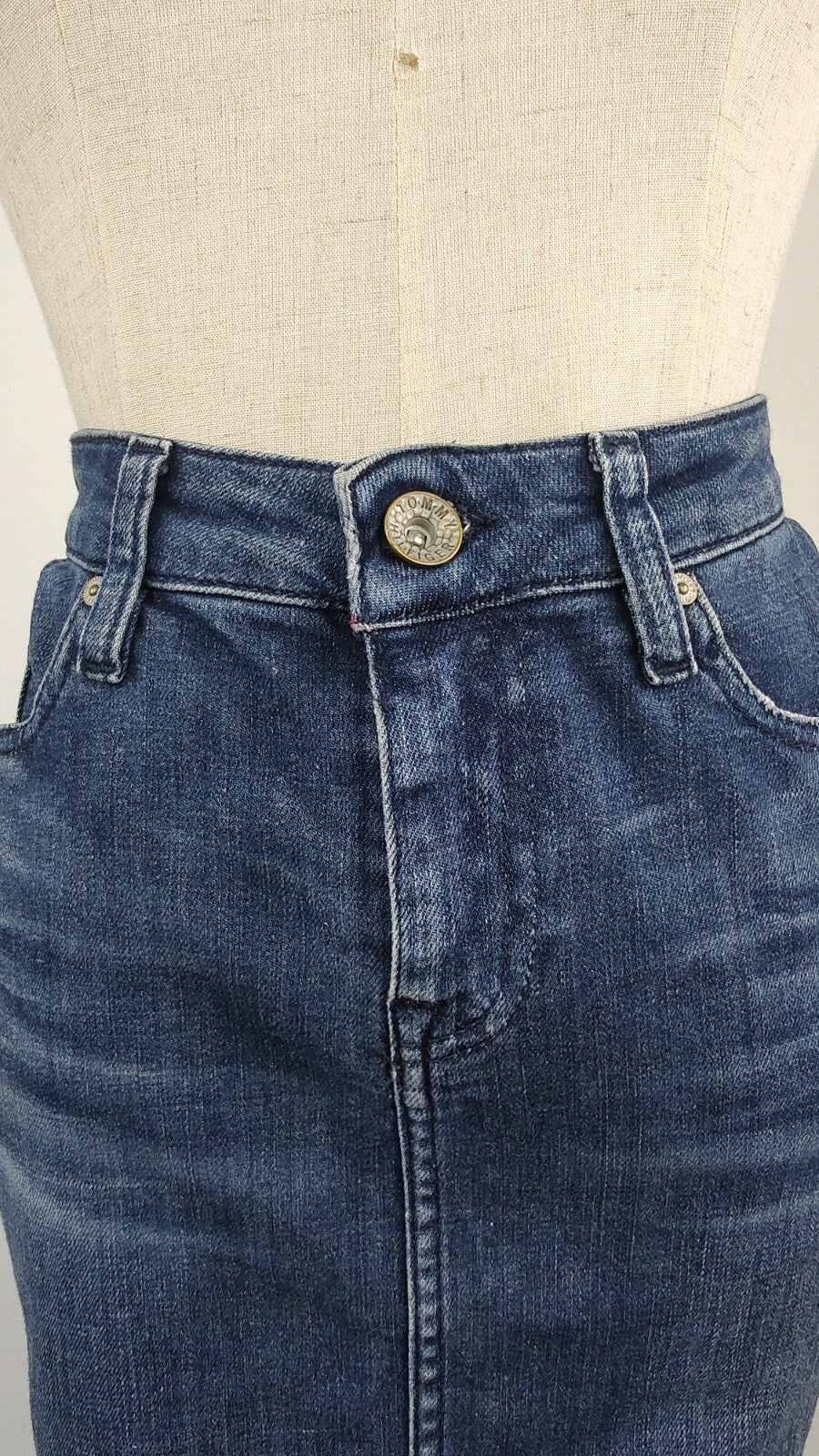 TOMMY HILFIGER GONNA JEANS COTONE DENIM DONNA WOMAN SKIRT TG. 6 VINTAGE
