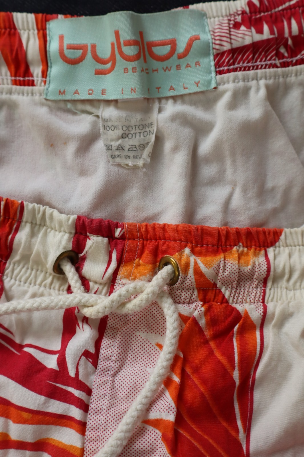 BYBLOS COSTUME PANTALONCINO MARE UOMO TG 52 MEN SWIMSUIT VINTAGE CASUAL COTTON